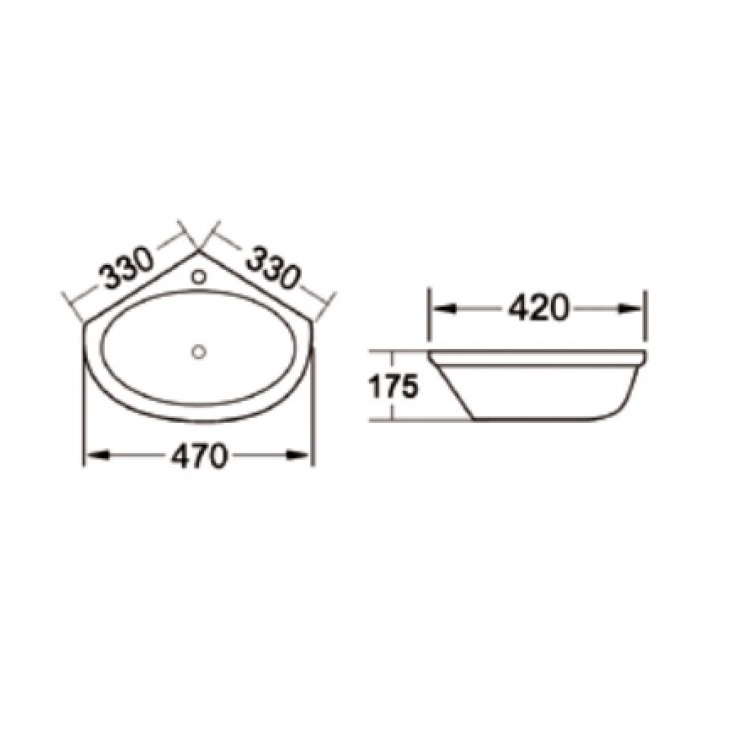 Richford WH506 Wallhung Corner Washbasin