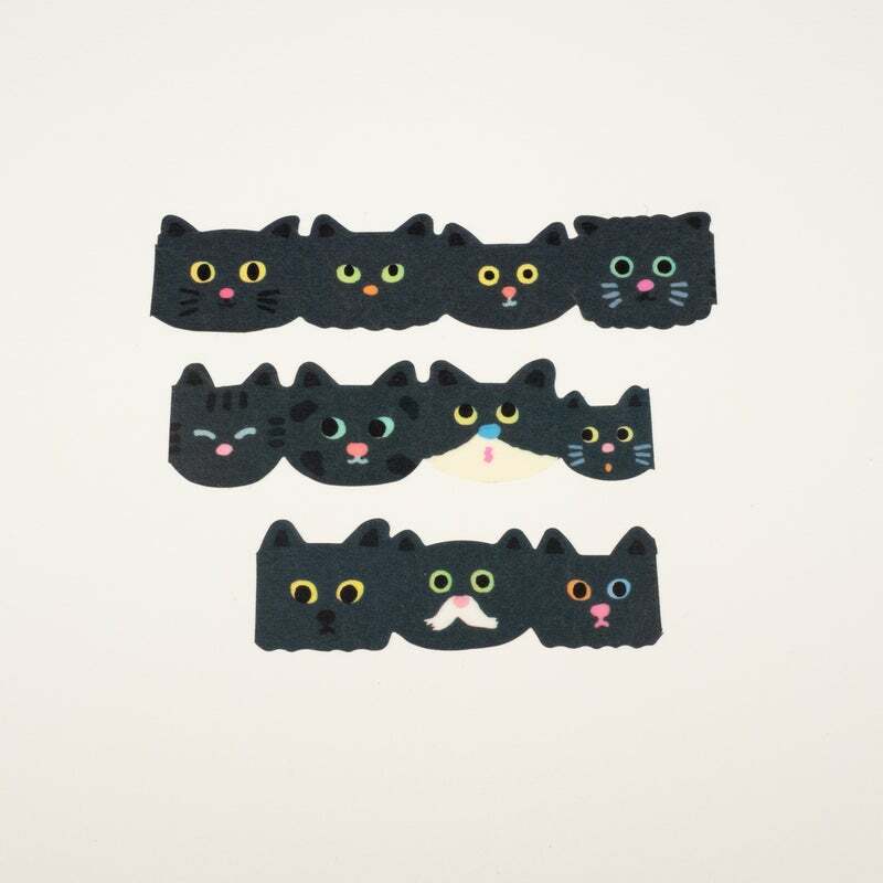 AIUEO - Masking tape cat face