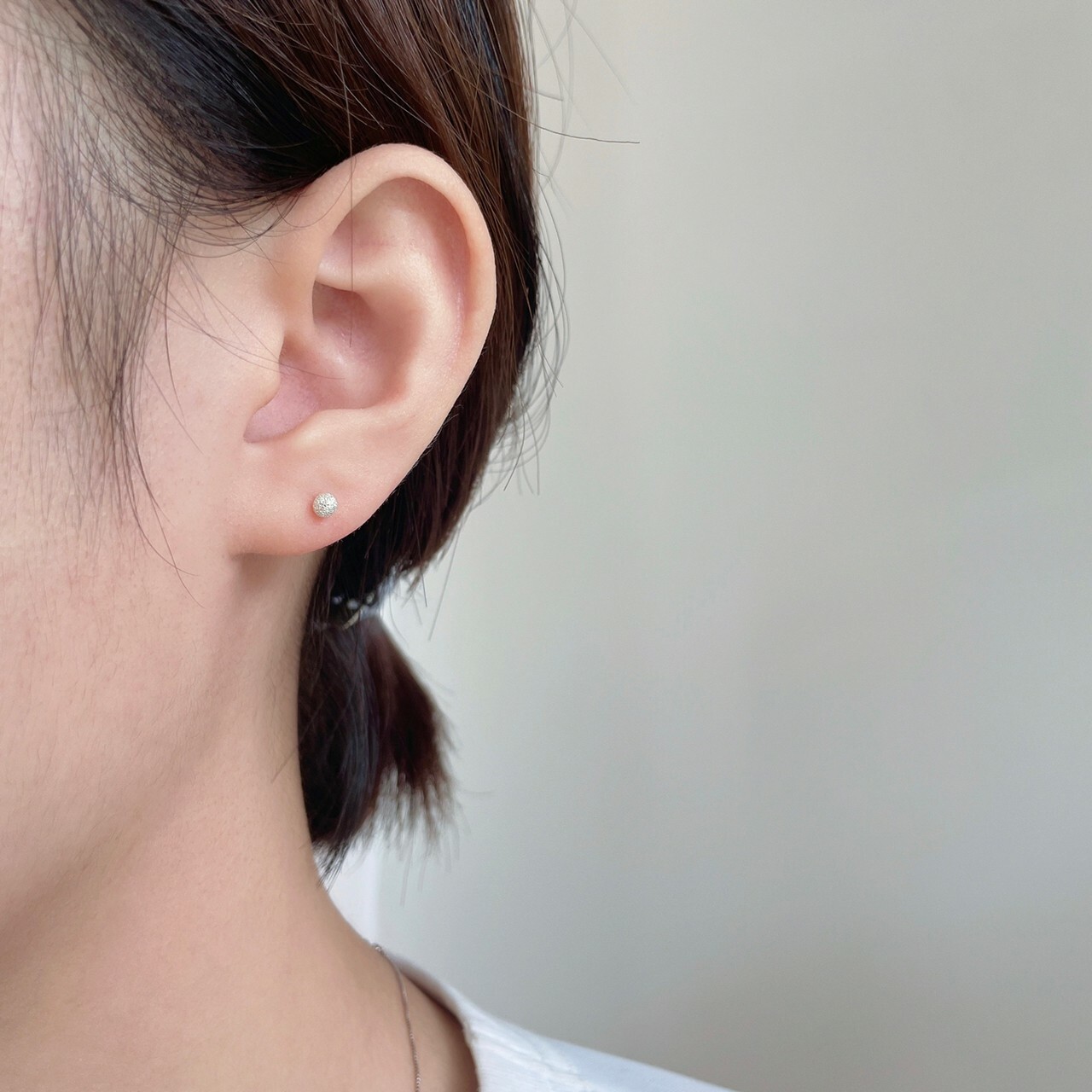 │簡約│磨砂光珠耳針 • 純銀耳環 耳夾 • 可碰水 • 抗過敏 S925