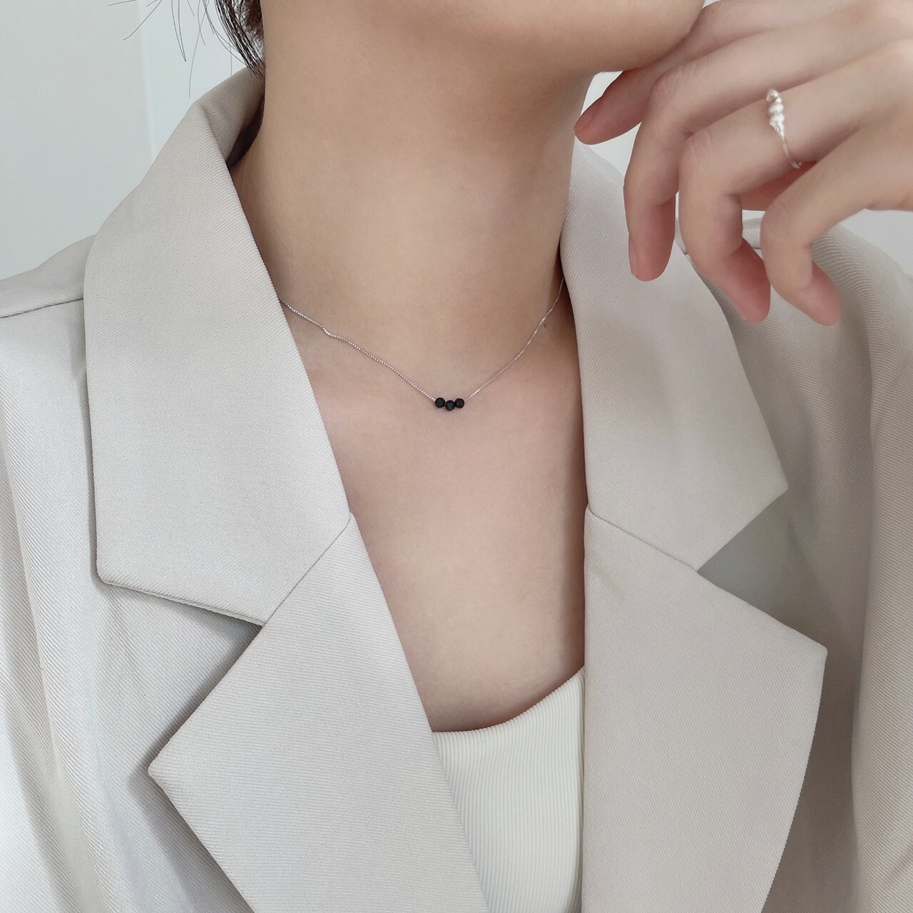 │輕奢│沉穩 • 天然寶石 • 鎖骨鍊 • 純銀項鍊 可碰水 抗過敏 S925