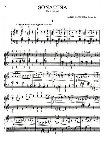鋼琴譜 P711 卡巴烈夫斯基 小奏鳴曲集-作品13