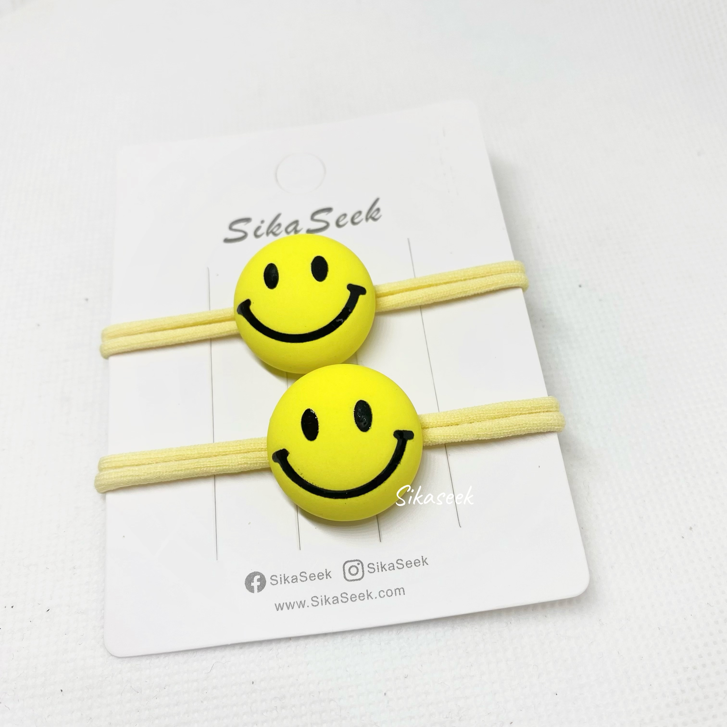 檸檬黃笑臉頭繩