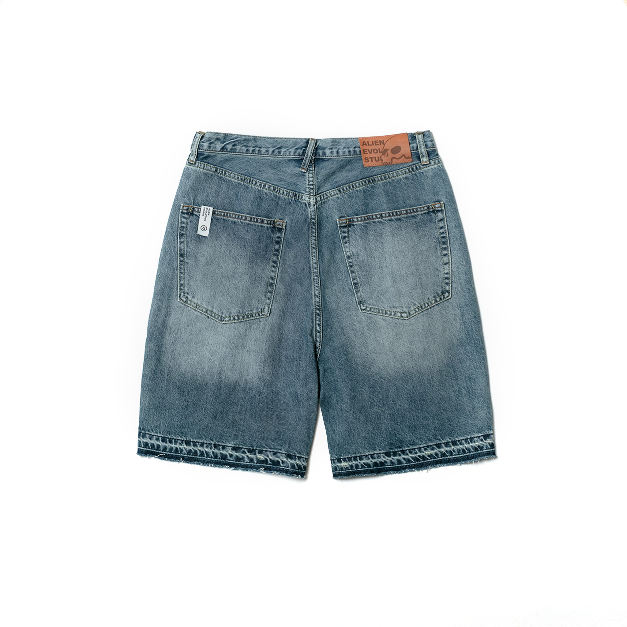 国内未入荷 STARTEXCEEDEND - 3D Skeleton Denim Shorts KaptinalBlueBoneShortsBack.png