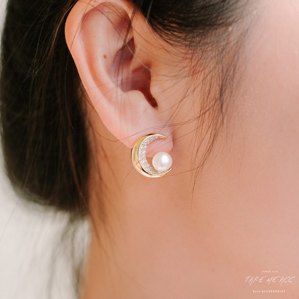 擁抱月亮｜純銀針耳環