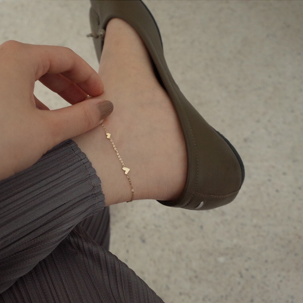 愛心倒影｜全純銀腳鍊