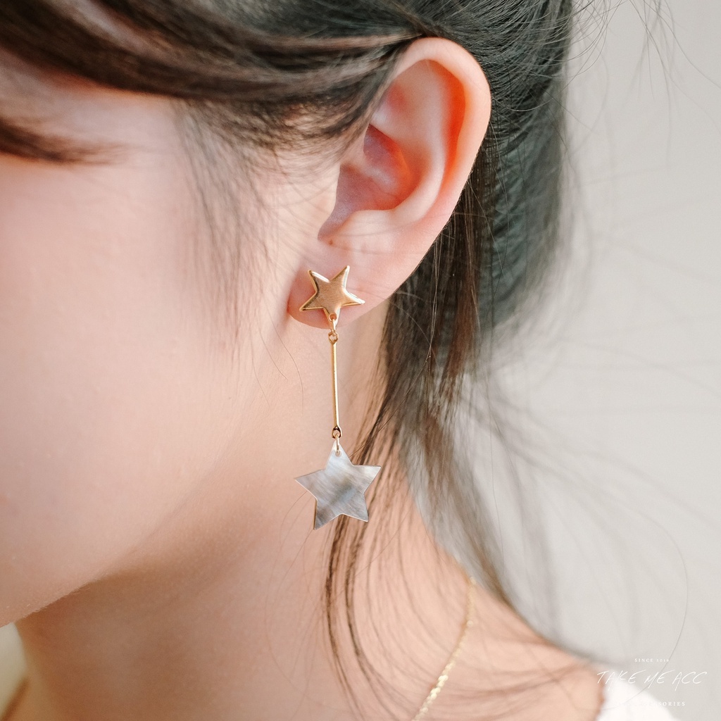 垂墜雙星｜純銀針耳環