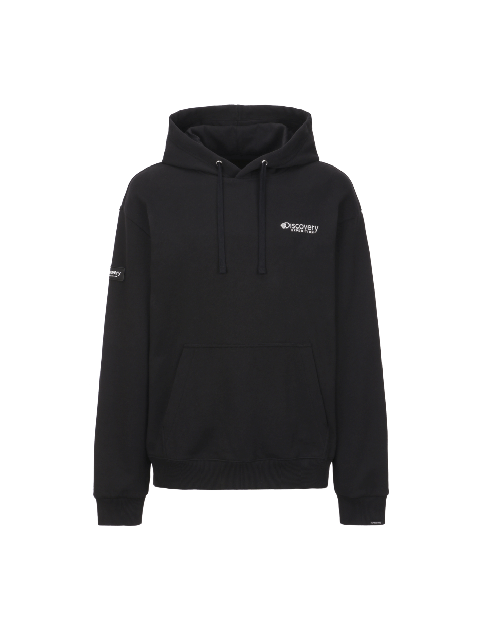Discovery 背面刺繡LOGO 口袋帽T 黑色 男