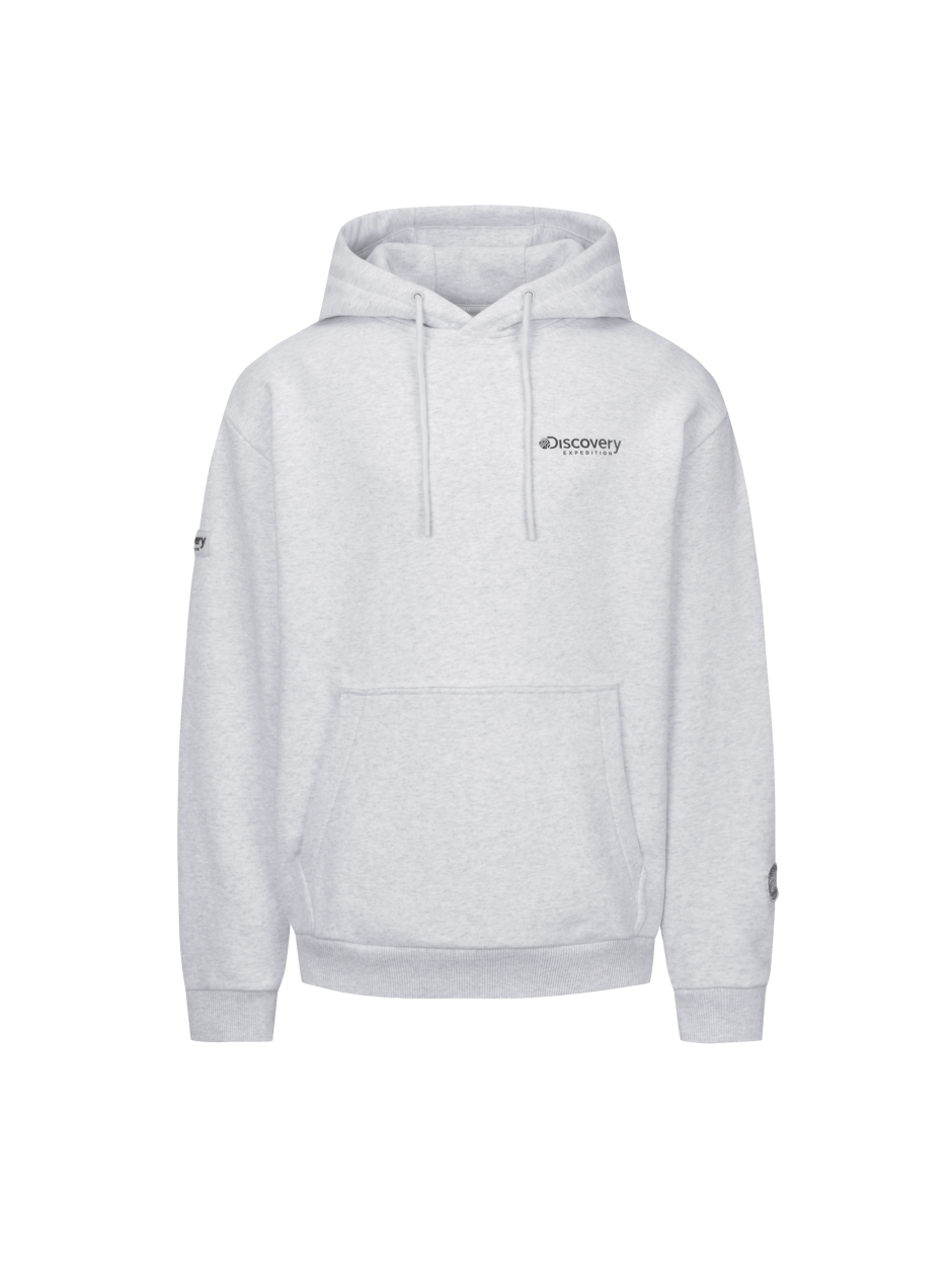 Discovery 背面大圖騰LOGO 口袋帽T 灰色 男