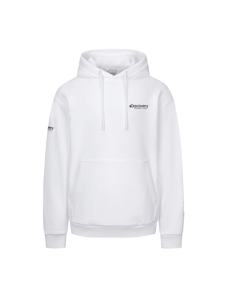 Discovery 背面大圖騰LOGO 口袋帽T 白色 男