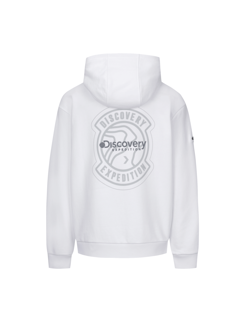 Discovery 背面大圖騰LOGO 口袋帽T 白色 男