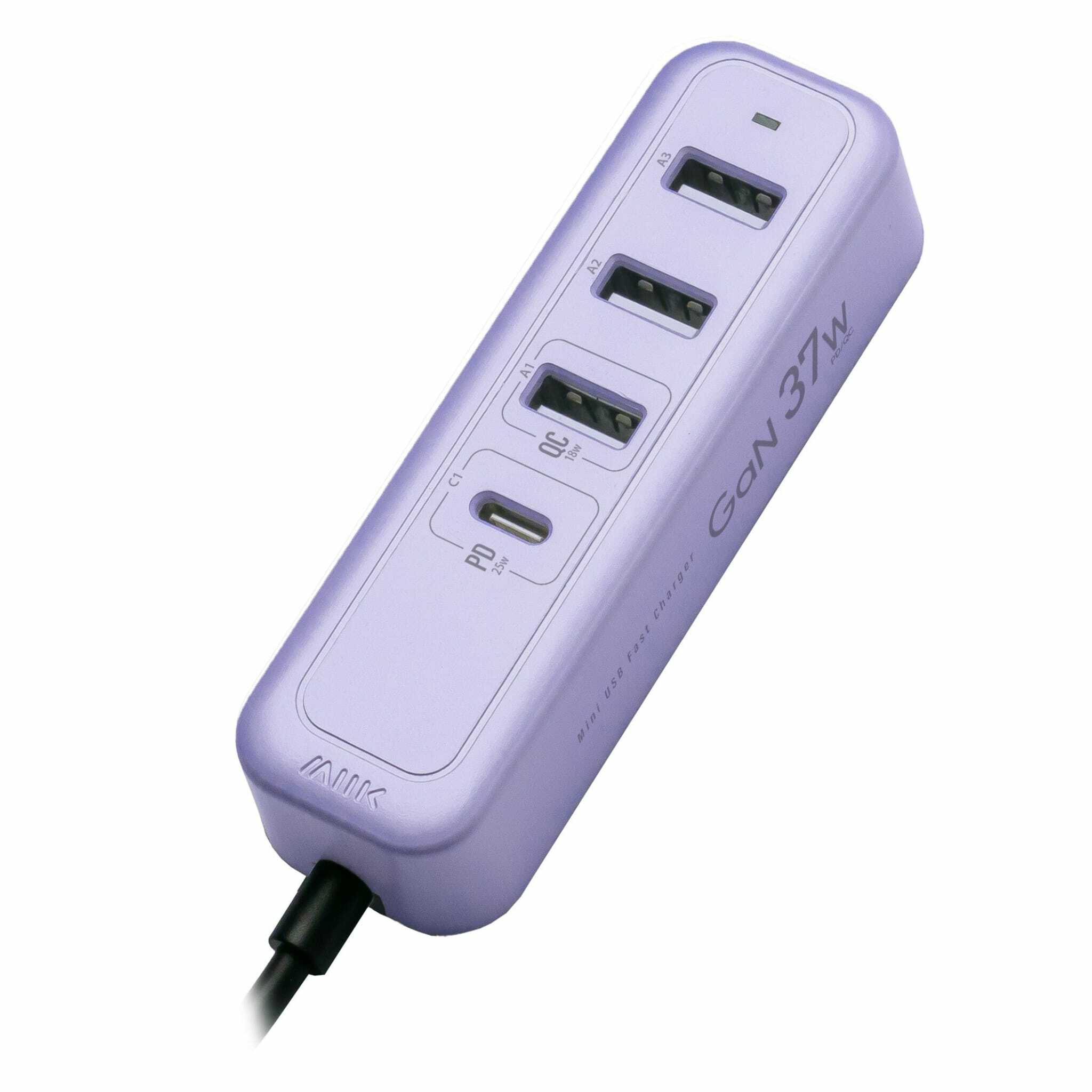 M2K 『 夾充 』GaN 37W夾枱迷你快速充電器 - 紫色