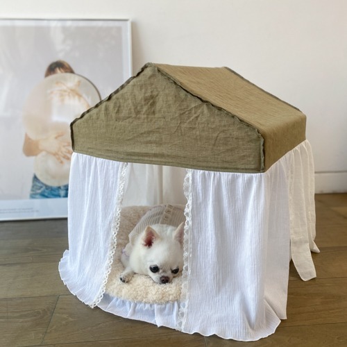 Louisdog 亞麻舒適躲貓貓小屋（橄欖）