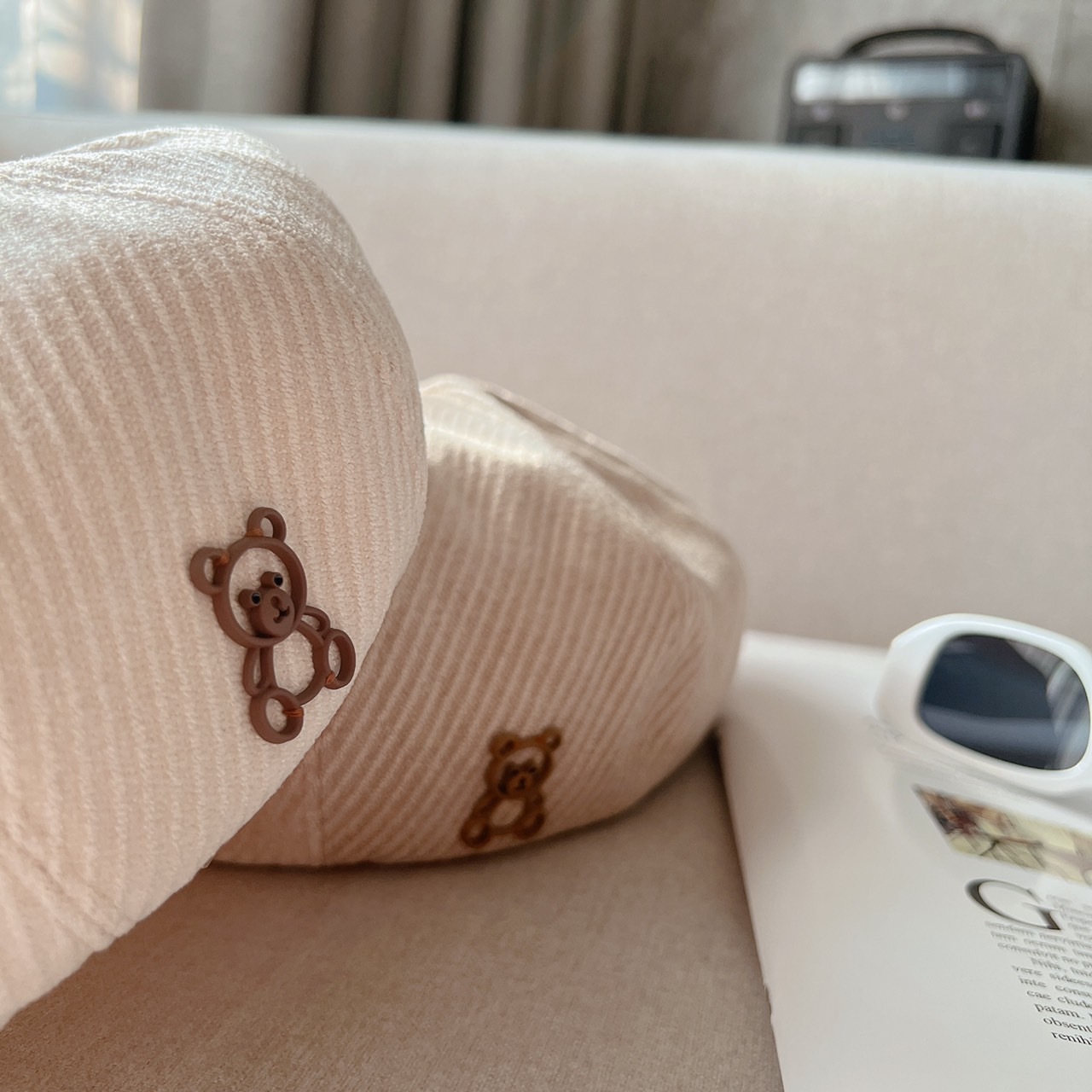 小熊燈芯絨畫家帽/四色