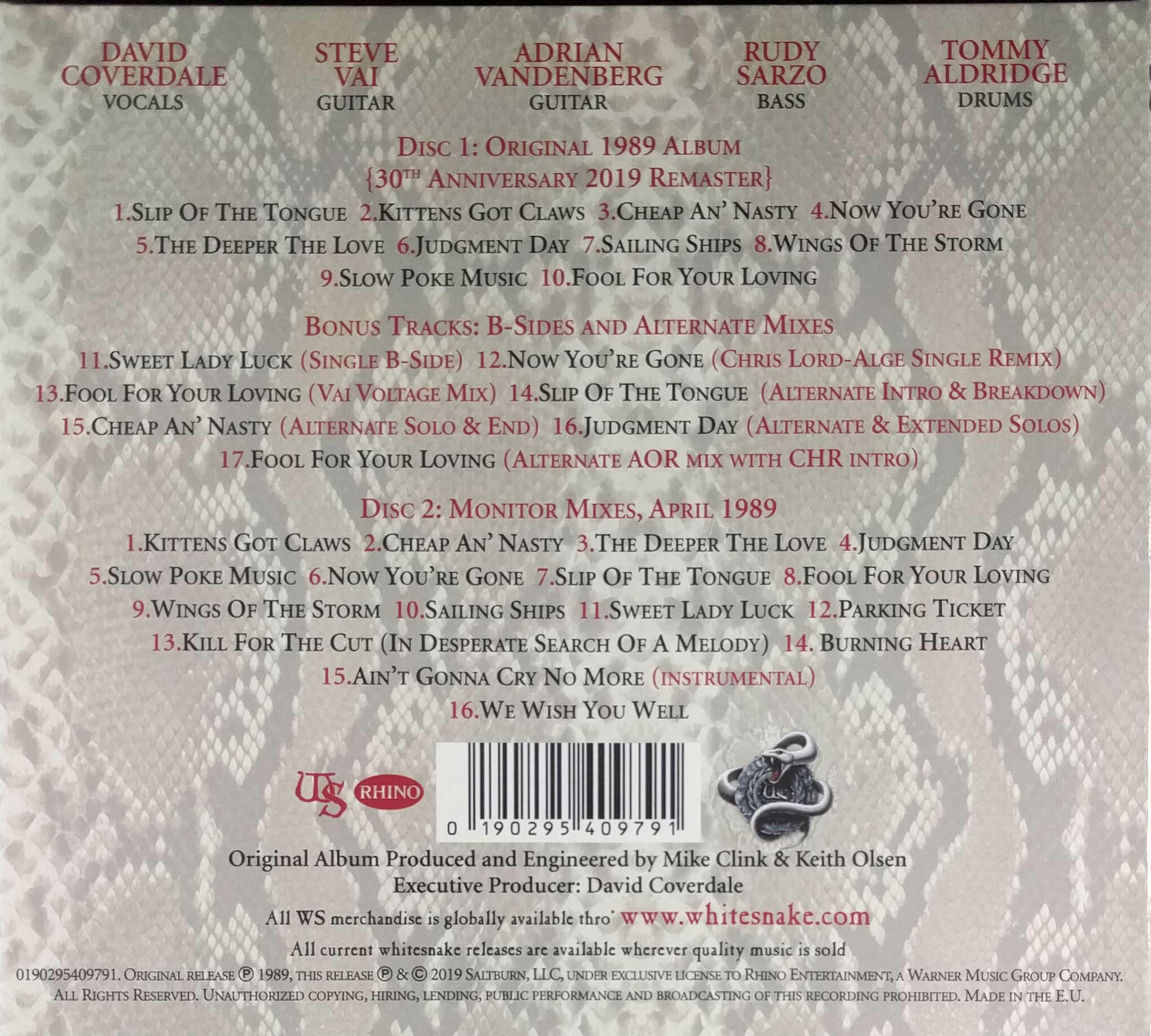 WHITESNAKE-SLIP OF THE TONGUE 30TH REMASTER