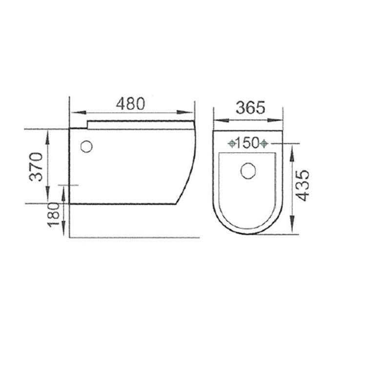 Richford R202 Wallhung Toilet w/ Slow Closing Seat Cover - Wels