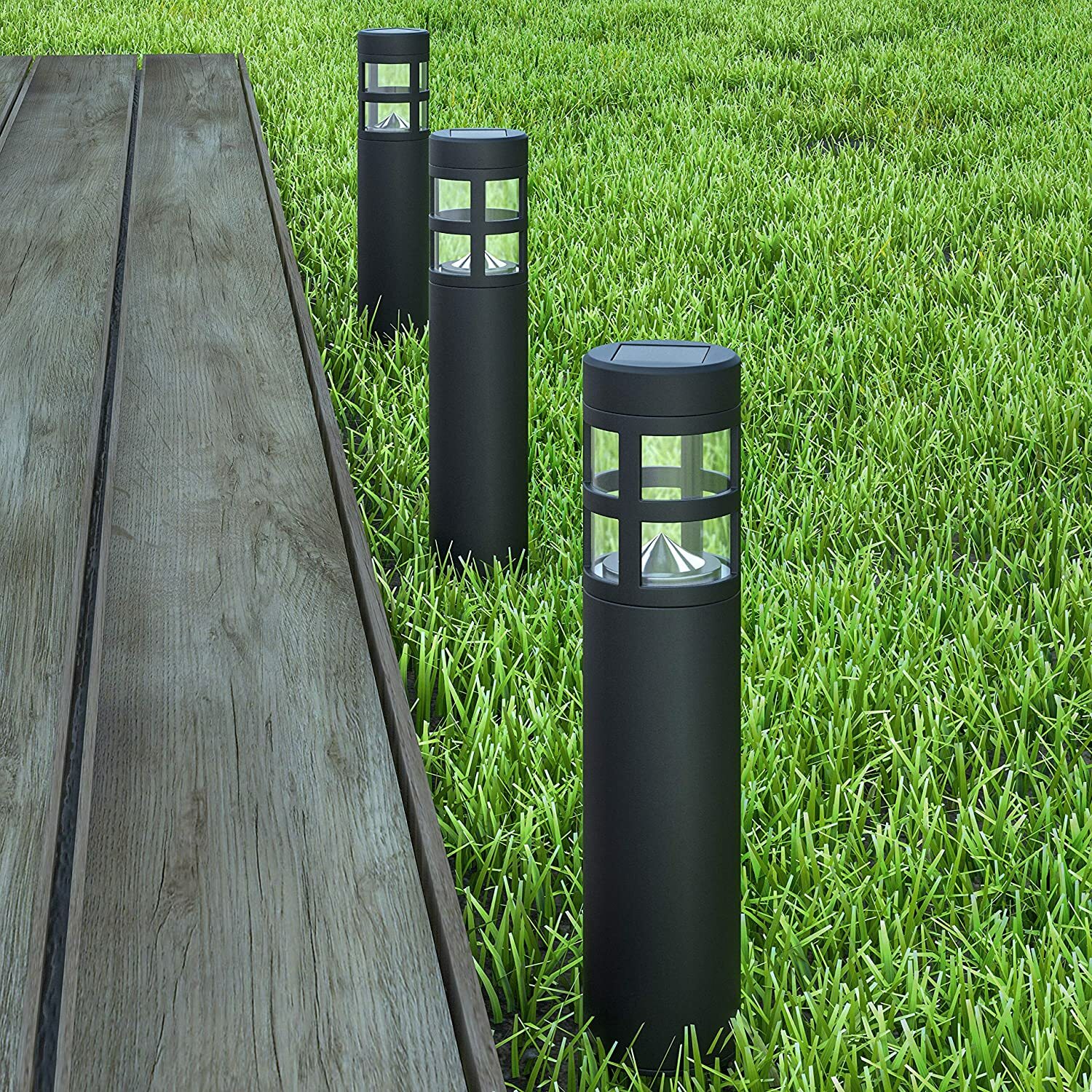 Pure Garden Solar Path Bollard (Black)