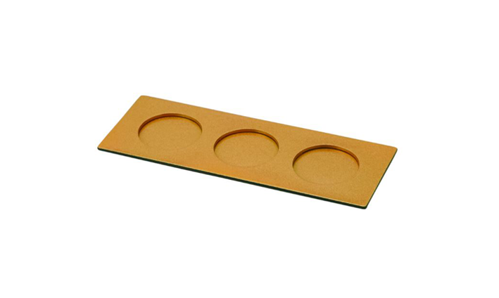 丸モ高木陶器(金色)22㎝小型3穴裝塗多用途板