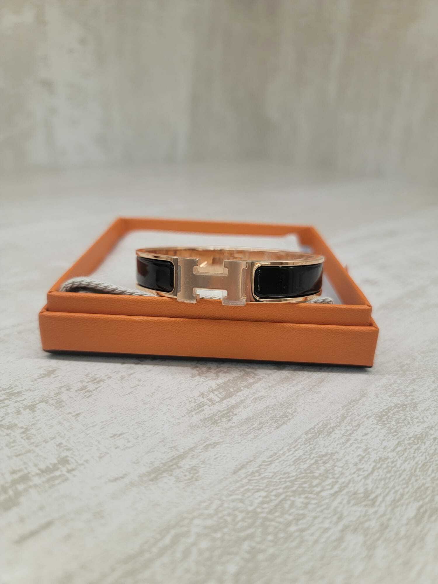 HERMES Clic H  bracelet NOIR FO 黑/玫瑰金