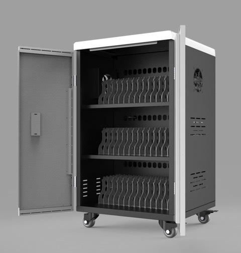 APC-E54 Tablet iPad 充電車 54 bays (5V2A), Cooling fan, Smart 3 status colours LED,  medical ultra-quiet universal wheels, Cabinet lock, International Certification CE, FCC, RoHS, ISO, CCC 640 mm (W) x 530 mm (L) x 1200 mm (H)