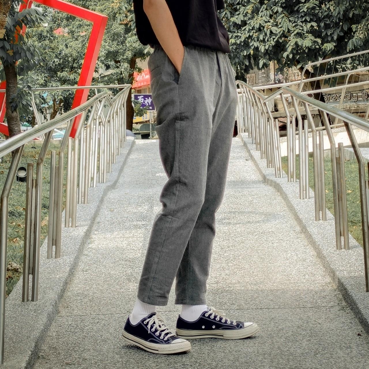 XCTRL 彈力修身休閒長褲-灰