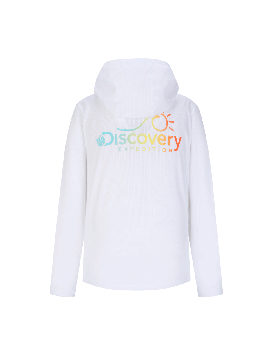 Discovery  網狀透氣 連帽外套 夾克 白色 男