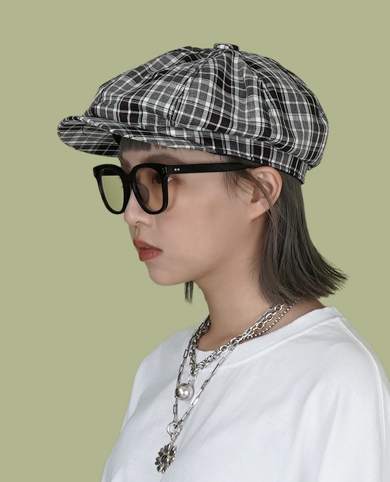 格紋報童帽