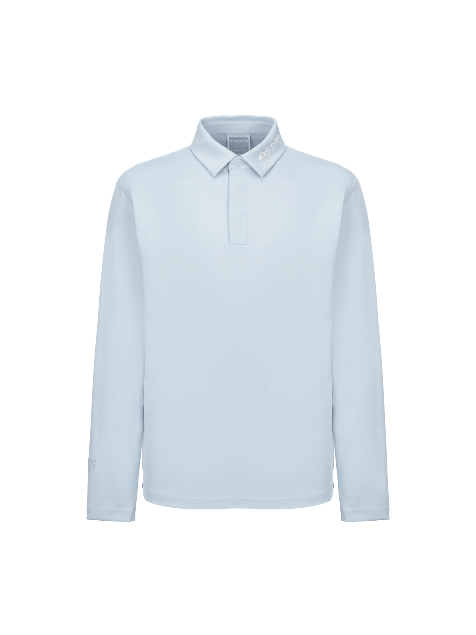 Discovery  Air Heat 長袖 有領 T恤 淺藍色 男