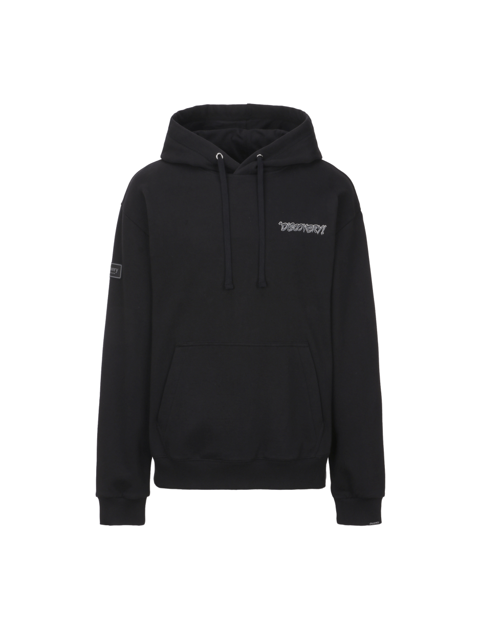Discovery  草書刺繡LOGO 帽T 黑色 男