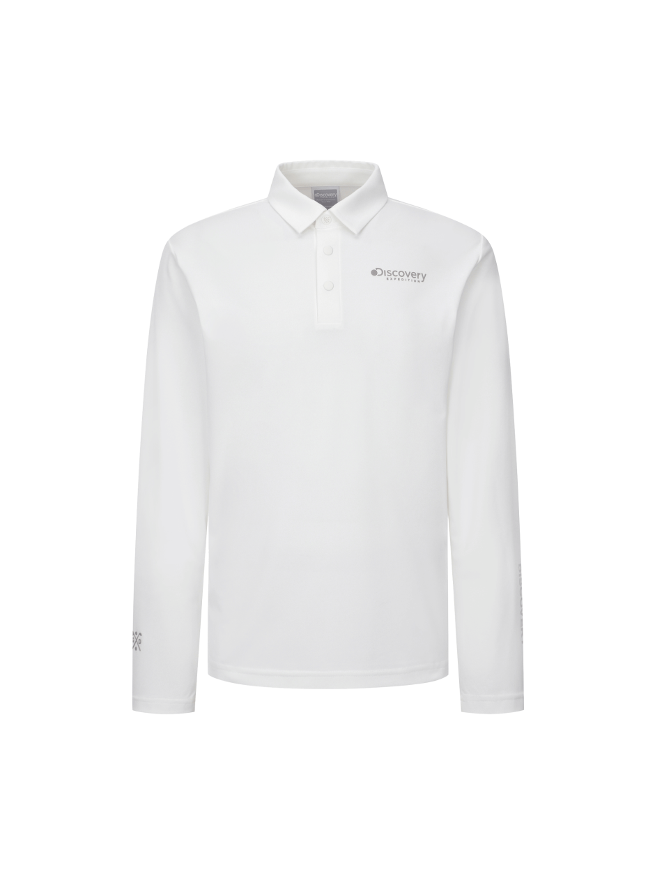 Discovery 經典款 小LOGO 長袖 有領T恤 高爾夫 白色 男