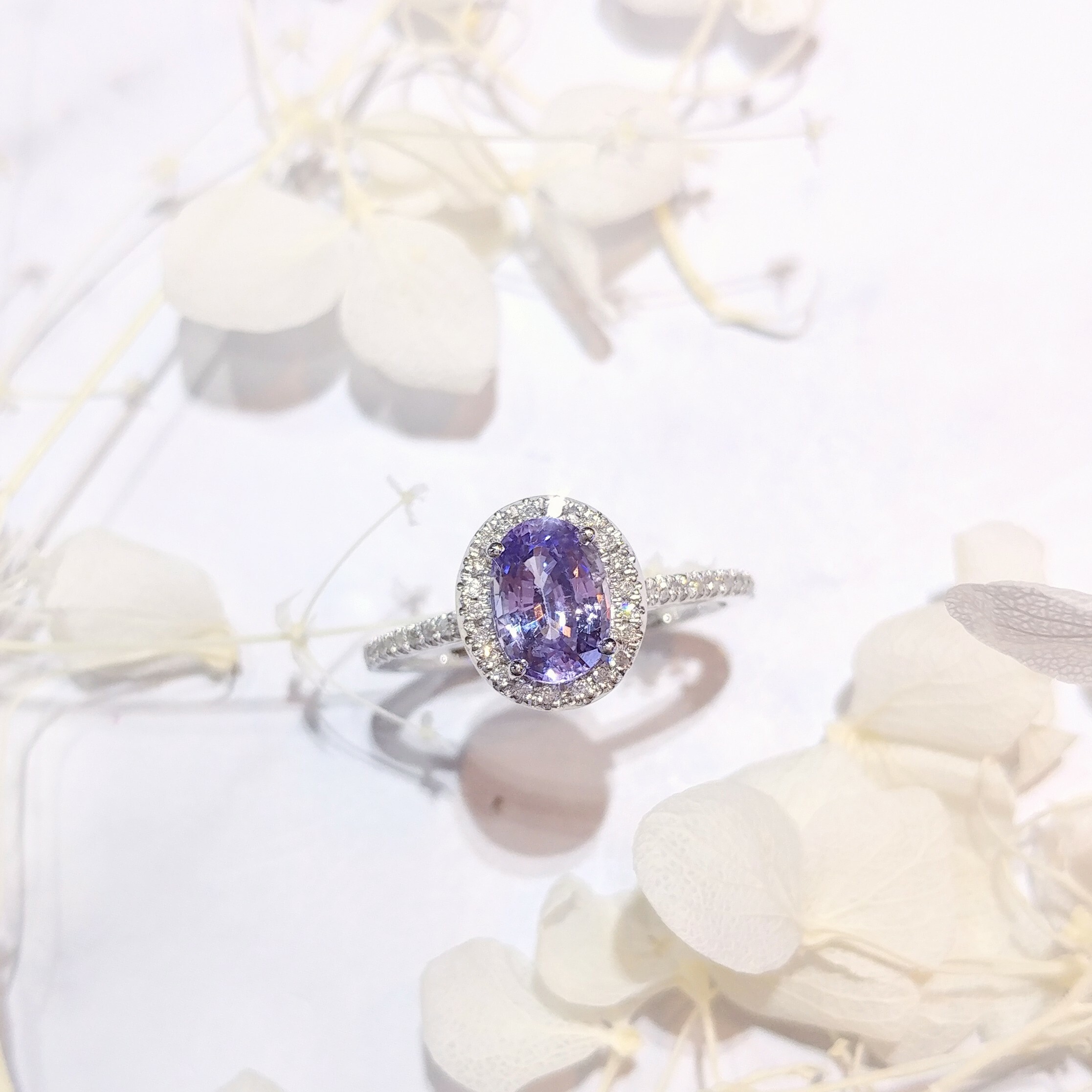 18K White Gold 1.14ct Sapphire and Diamond Ring