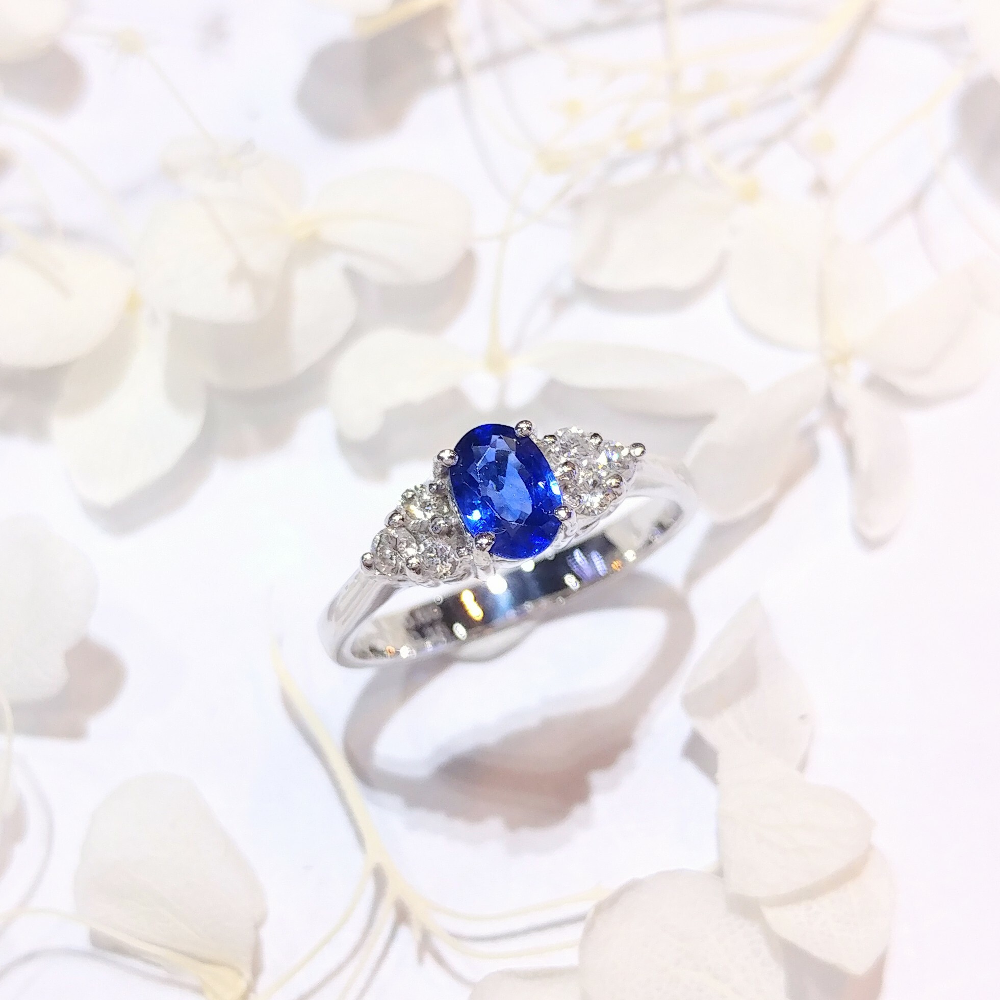 18K White Gold 0.60ct Sapphire and Diamond Ring