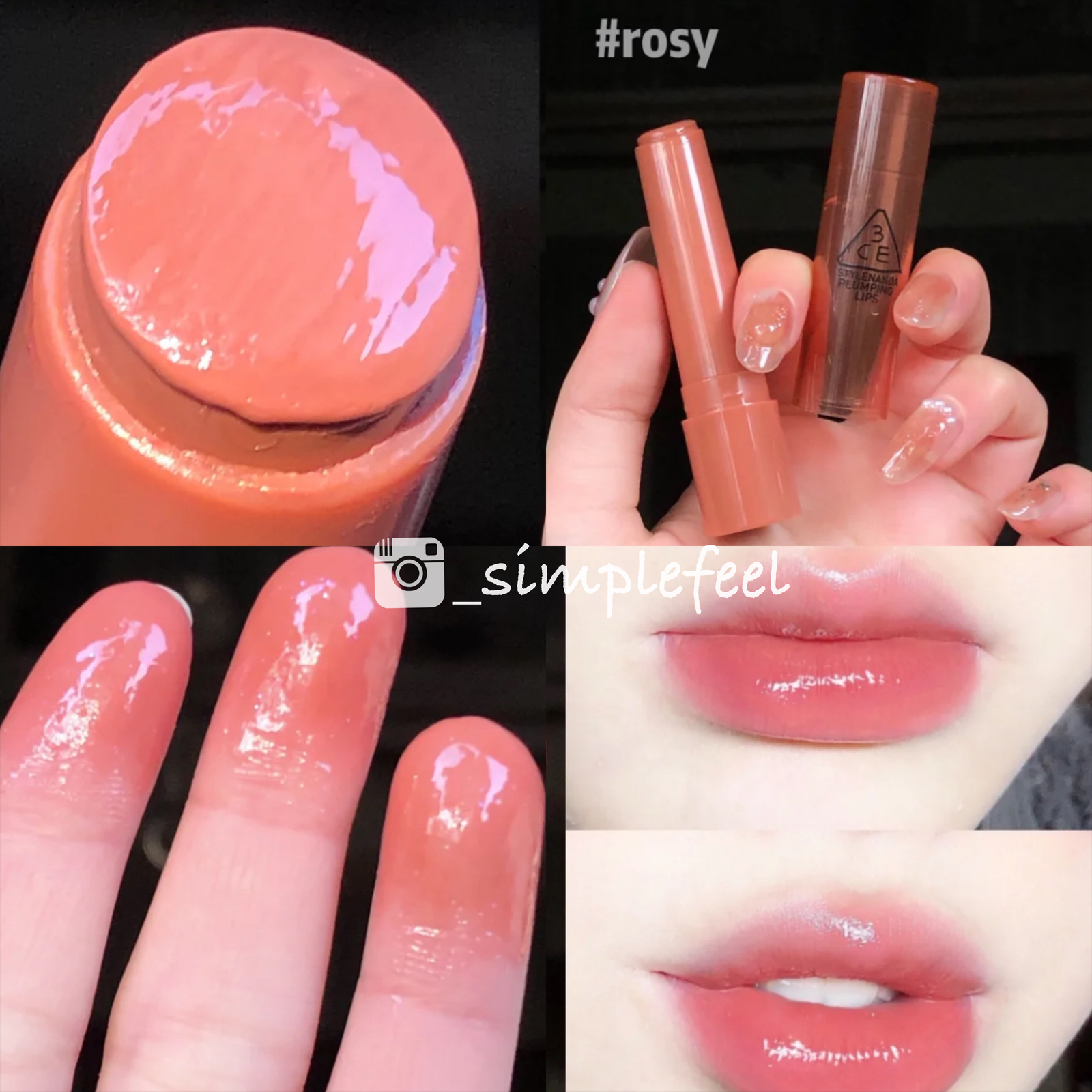 現貨｜Rosy布丁奶茶玫瑰🌹 3CE 果凍潤澤豐盈唇膏3ce Plumping Lips - Rosy