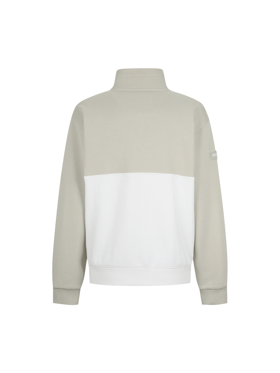 Discovery 拼色 半拉鍊 T 恤 微高領 休閒 淺褐色 男