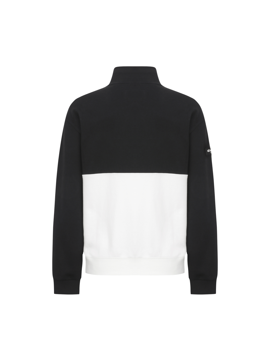 Discovery 拼色 半拉鍊 T 恤 微高領 休閒 黑色 男