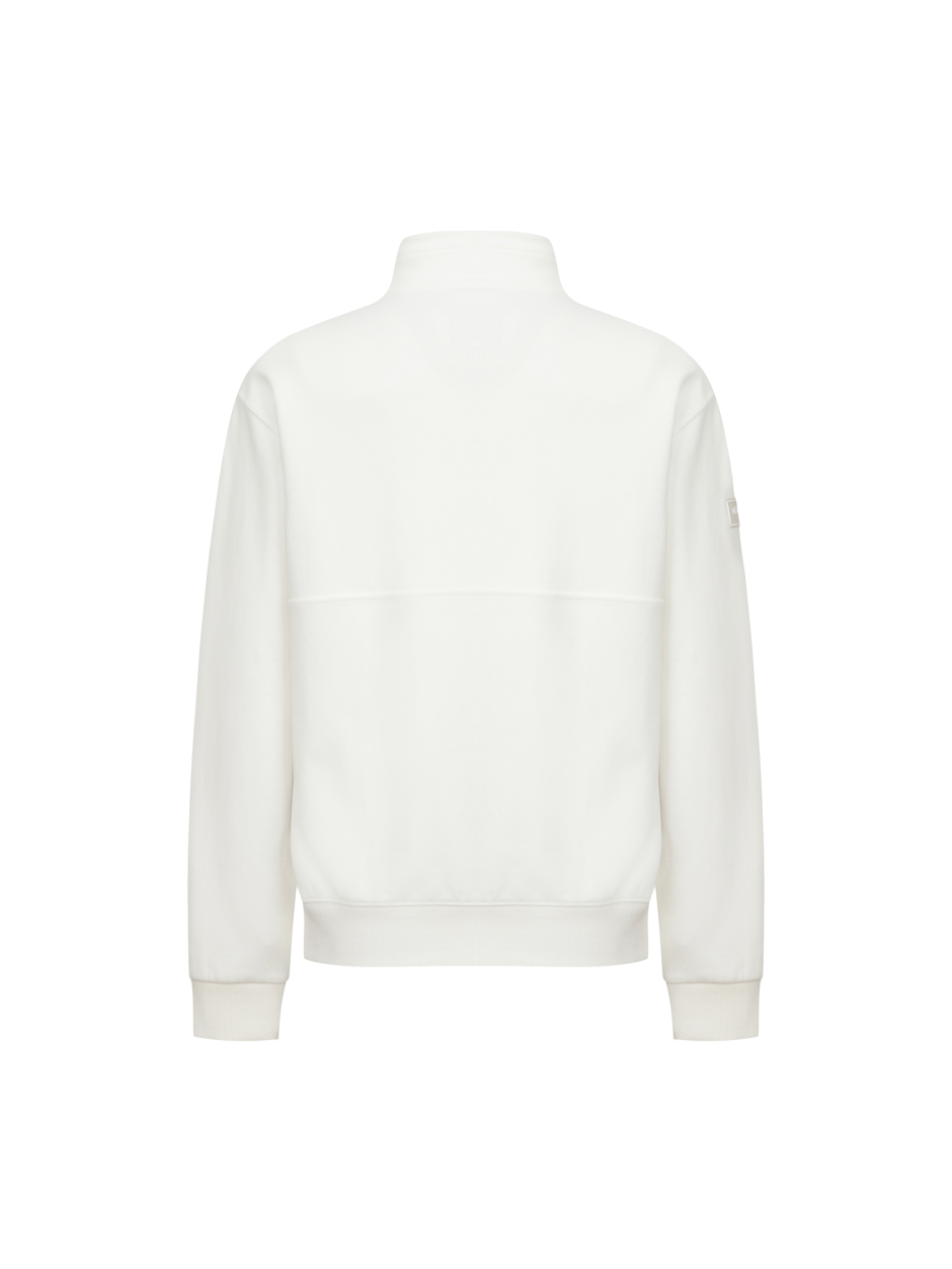 Discovery 拼色 半拉鍊 T 恤 微高領 休閒 白色 男