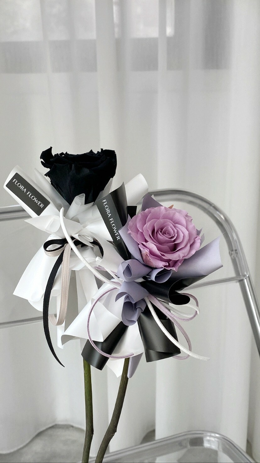 單支永生玫瑰 - 紫黑色
