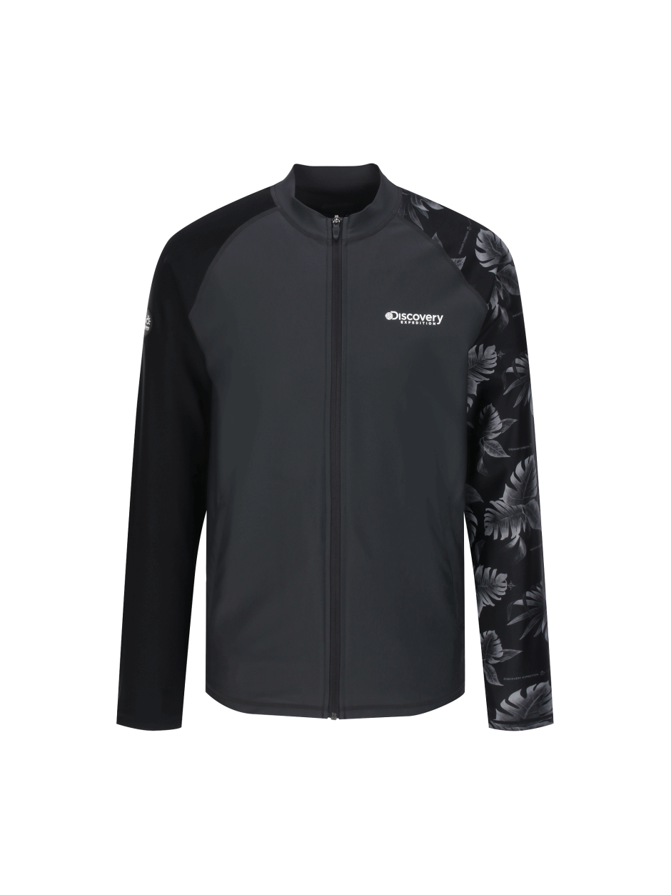 Discovery 寬鬆 葉子花邊 夾克 外套 黑色 男