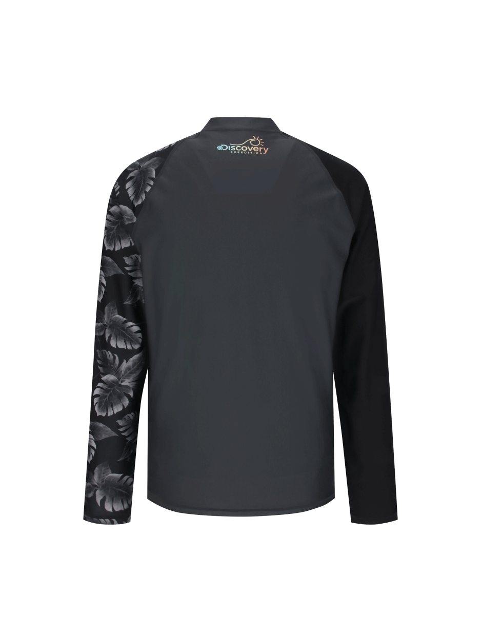 Discovery 寬鬆 葉子花邊 夾克 外套 黑色 男