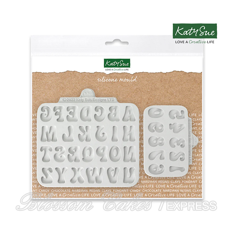 Katy Sue Fun Font Alphabet and Numbers Silicone Mould, Set of 2