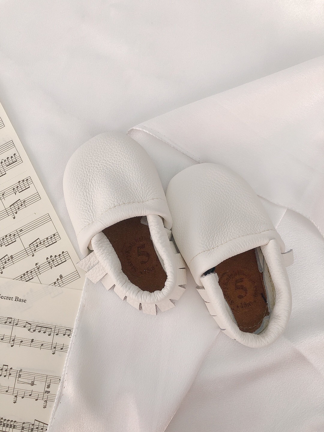 美國Starry Knight Design 真皮學步鞋 - Moccs (White Leather)