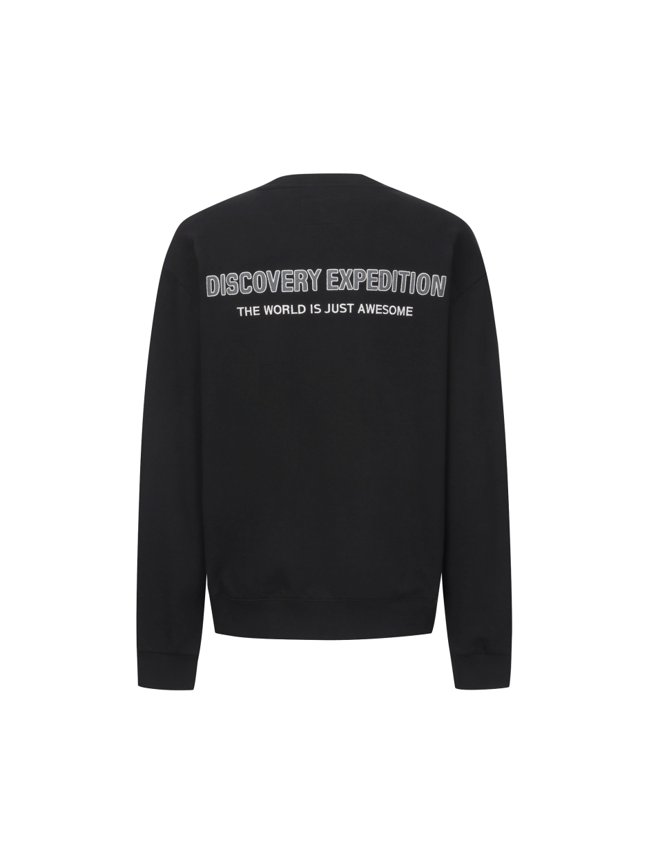 Discovery 簡約素色 長袖 大學T 衛衣 黑色 男女