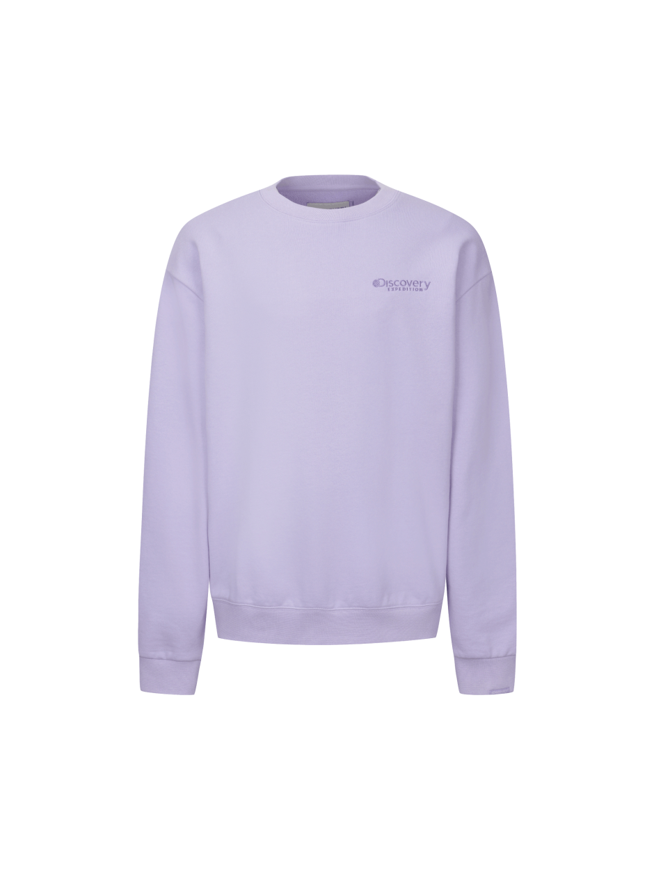Discovery 簡約素色 長袖 大學T 衛衣 紫色 男女