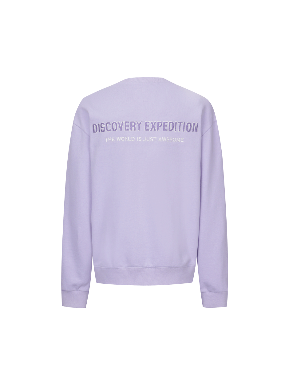 Discovery 簡約素色 長袖 大學T 衛衣 紫色 男女