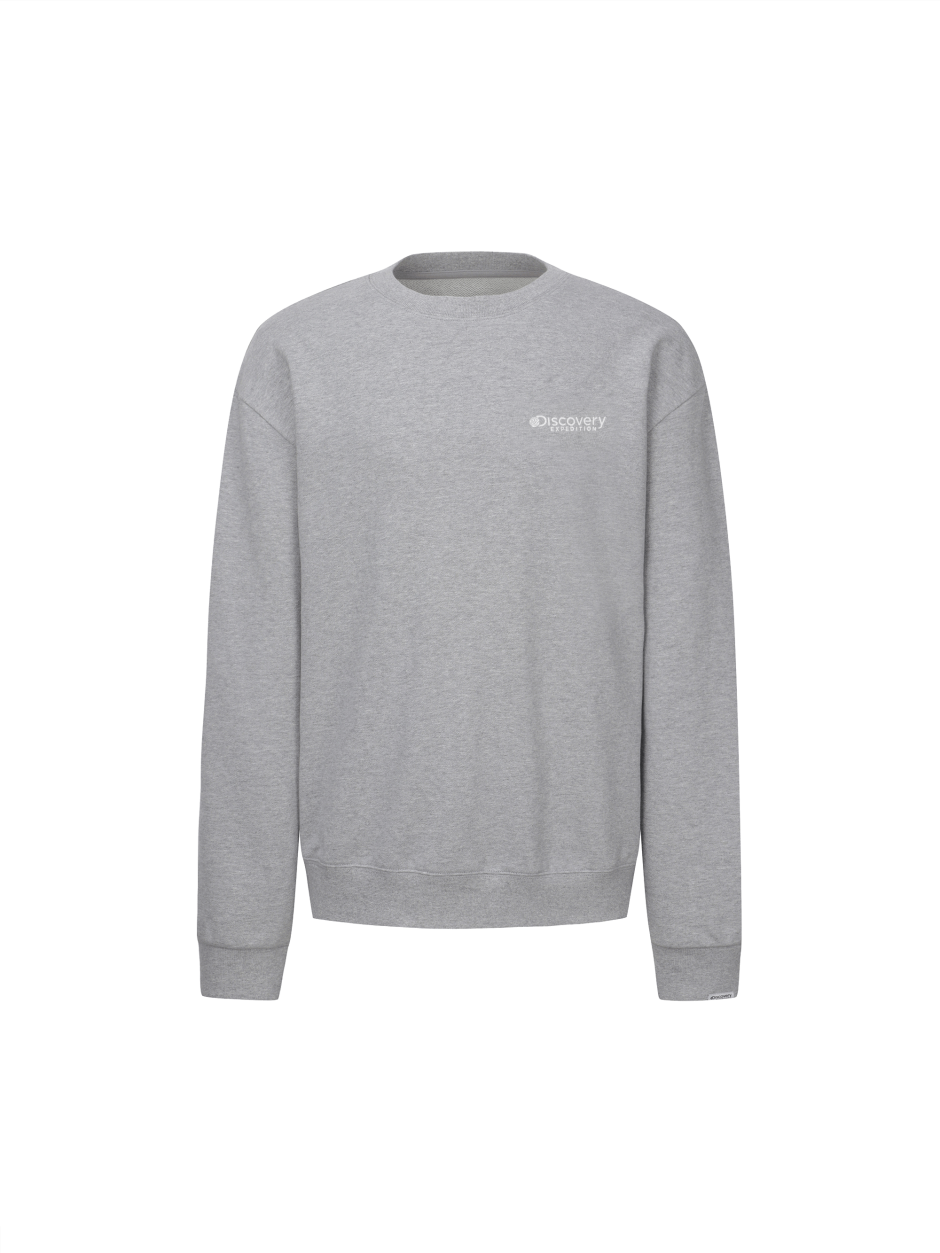 Discovery 簡約素色 長袖 大學T 衛衣 灰色 男女