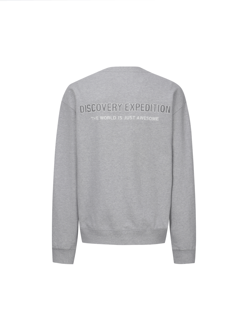 Discovery 簡約素色 長袖 大學T 衛衣 灰色 男女