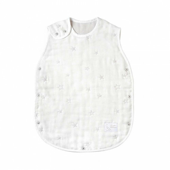 日本製 10mois 嬰童版六重紗睡袋 0-3歲 白x灰色