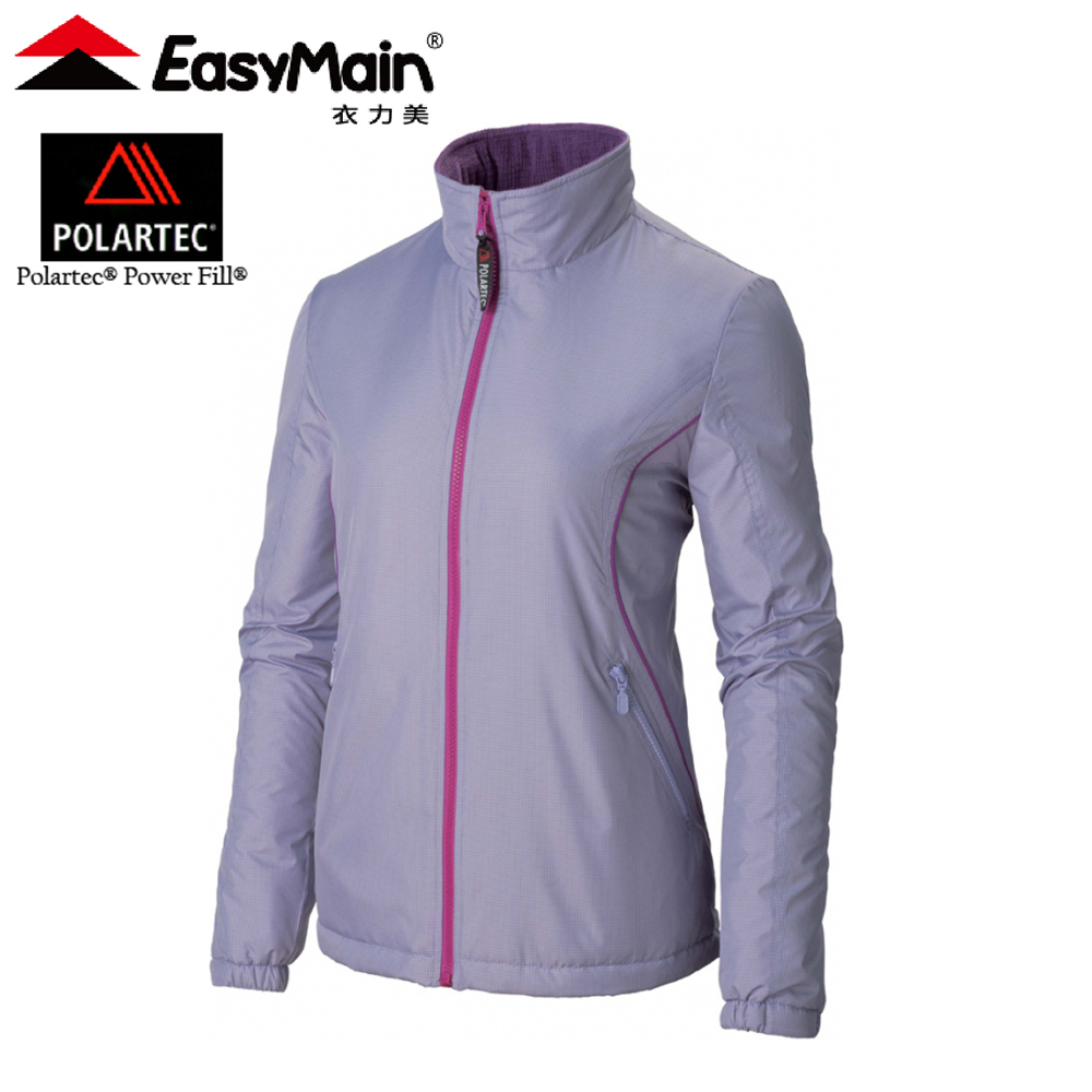 EasyMain 衣力美 輕暖快乾保暖棉外套 女款 (淺紫) Power Fill中層保暖/透氣/防風/輕量/登山健行 04EMC18096