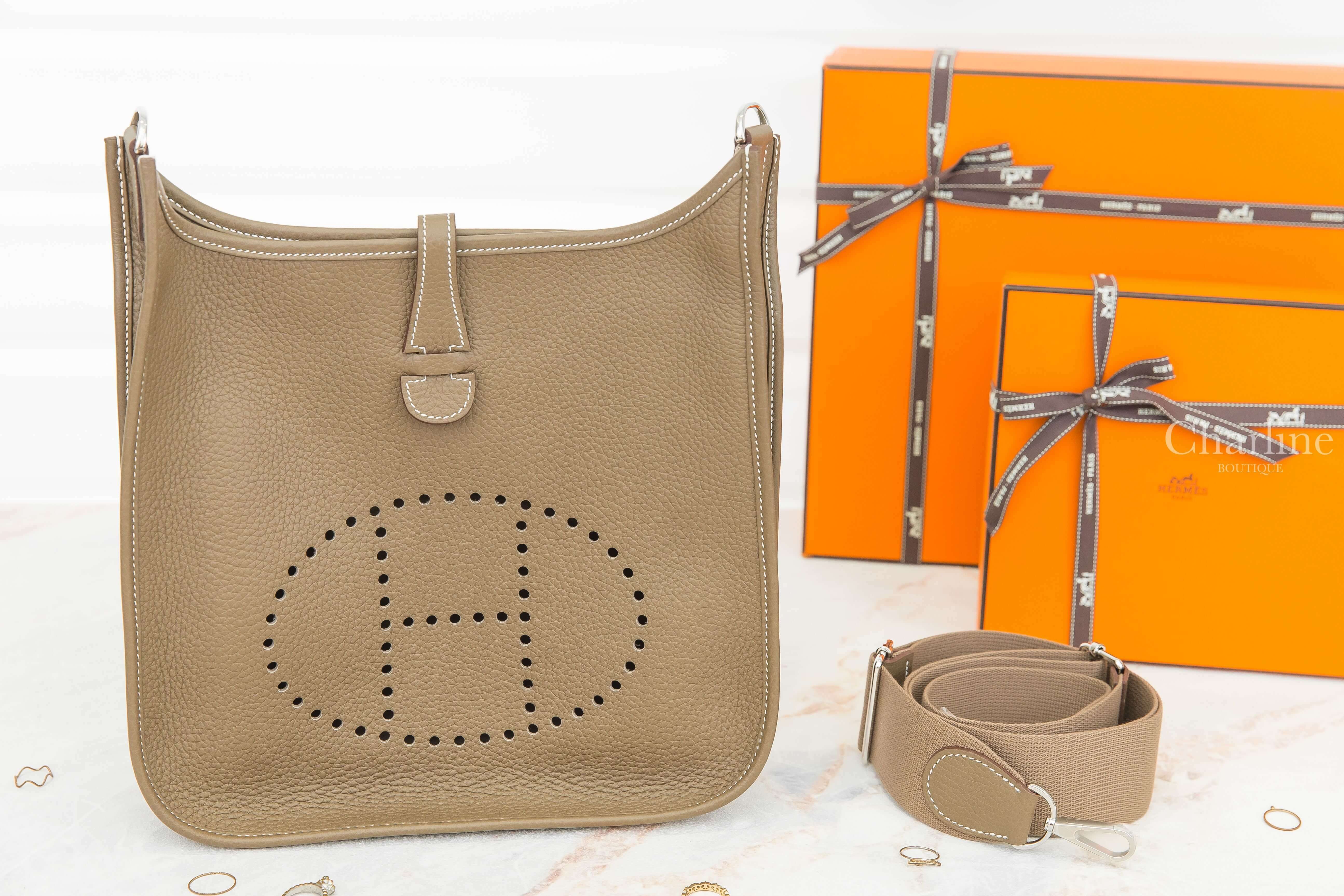 Hermès Evelyne 29cm 18 Etoupe Taurillon Clemence 大象灰銀釦簍空洞洞肩背包