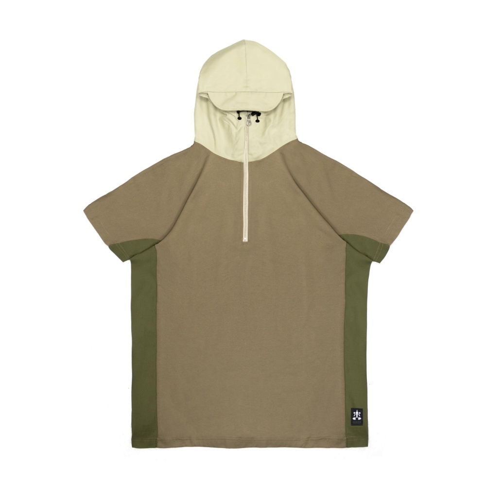 連帽連袖短袖上衣-岩綠