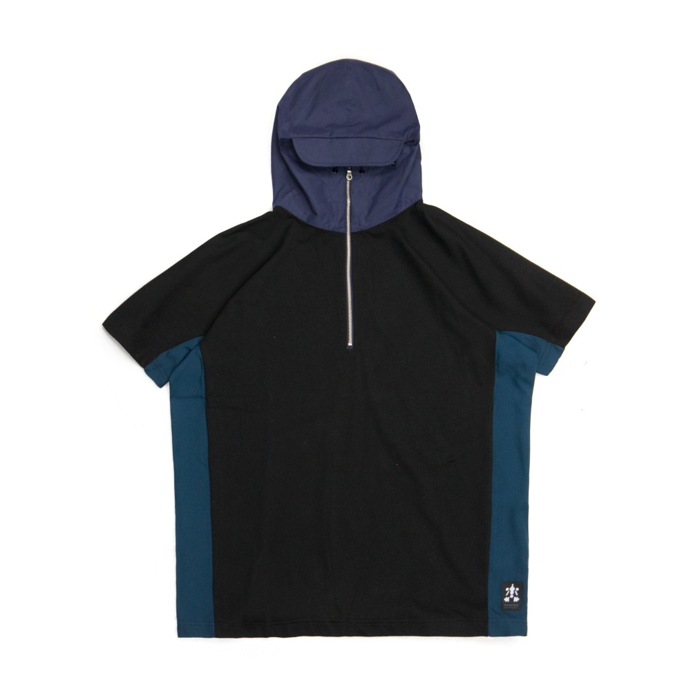 連帽連袖短袖上衣-黑